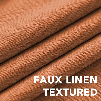 H.VERSAILTEX 100% Blackout Curtains for Bedroom Thermal Insulated Linen Textured Curtains Heat and Full Light Blocking Drapes Living Room Curtains 2 Panel Sets, Orange, 52x96 Inch