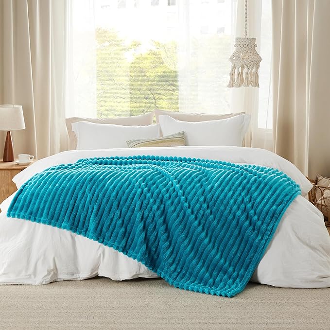 Bedsure GentleSoft Teal Fleece Blanket for Couch - Cozy Soft Blankets for Women, Cute Small Throws for Girls, 50x60 Inches