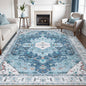 SERISSA Boho 8x10 Area Rugs Blue, Washable Vintage Large Living Room Rug Non-Slip, Ultra Soft Oriental Print Distressed Traditional Farmhouse Carpet for Dining Room Bedroom Dorm Office Home Decor