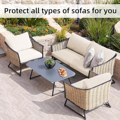 8Pcs Stretch Patio Cushion Covers,Outdoor Couch Covers Replacement,Outdoor Couch & Sofa Slipcovers,for Patio Furniture Cushion Covers,Washable Reusable urniture Protector(Beige,8PCS)