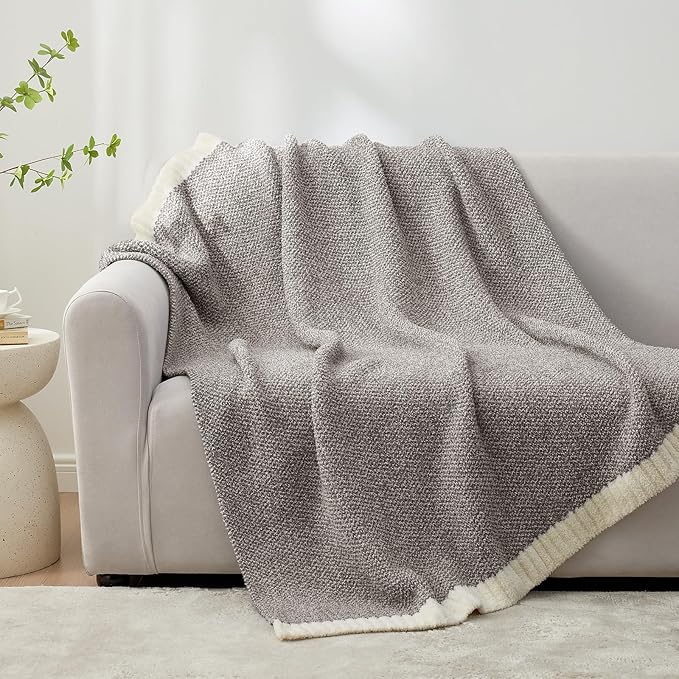 Snuggle Sac Grey Throw, Super Soft Warm Oversized Fuzzy Plush Blanket, Dark Grey, 50x70 inches