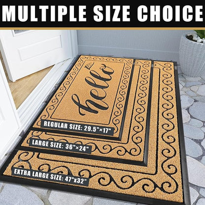 Yimobra Welcome Mats for Front Door 29.5x17, Heavy Duty Waterproof Outdoor Door Mat Outside Entrance, Non-Slip Low Profile Indoor Entryway Mat for Garage Patio, Yellow