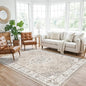 Washable 5x8 Living Room Area Rug: Vintage Water-Resistant Soft Rug for Bedroom Dining Room Non Slip Apartment Low Pile Carpet Thin Floor Mat for Dorm Home Office Printed Beside Rug(5x8，Beige)