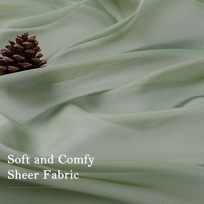 Lecloud Sage Green Sheer Curtains 84 Inches Long 2 Panels Set, Solid Airy Voile Sheer Curtain Drapes, Elegant Light Filtering Window Treatments for Living Room Bedroom, Dual Rod Pocket, 59" W x 84" L