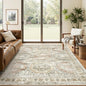 Soalmost 5x7 Area Rugs Brown Pink Low Pile Indoor Washable Trendy Faded Style Rugs for Bedroom Living Room Dining Room Foldable Non-Slip Thin Print Mat