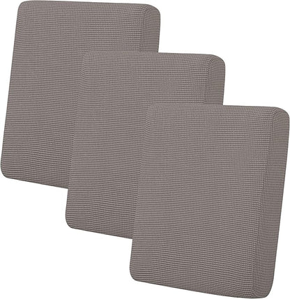 Easy-Going Stretch Individual Chair Couch Cushion Cover Sofa Cushion Furniture Protector Sofa slipcover Soft Flexibility with Elastic Bottom (3-Piece Sofa Cushion Cover, Taupe)
