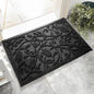 Boho Black Floral Leaves Outdoor Indoor Entrance Doormats, Absorbent Durable Heavy Duty Welcome Front Door Mat,Thick Natural Rubber Back,Easy Clean Entryway Mat 23x35 Inch, Low Profile