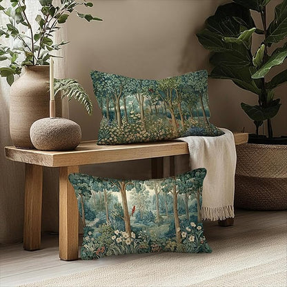 Rustic Spring Forest Pillow Covers 20x12 Double-Sided, Cottagecore Forest Nature Botanical Wildflower Decorative Throw Pillow Covers for Sofa Bed Bedroom Living Room Set of 2