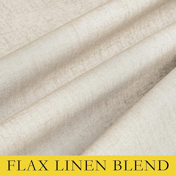 NICETOWN 100% Blackout Linen Texture Curtains 90 inches Long, Beige, 2 Panels, Thermal Insulated Full Blackout 2-Layer Lined Drapes, Energy Efficiency Window Draperies for Boy's Room