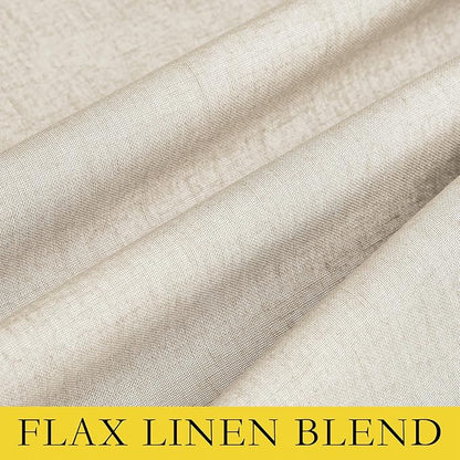 NICETOWN 100% Blackout Linen Texture Curtains 90 inches Long, Beige, 2 Panels, Thermal Insulated Full Blackout 2-Layer Lined Drapes, Energy Efficiency Window Draperies for Boy's Room