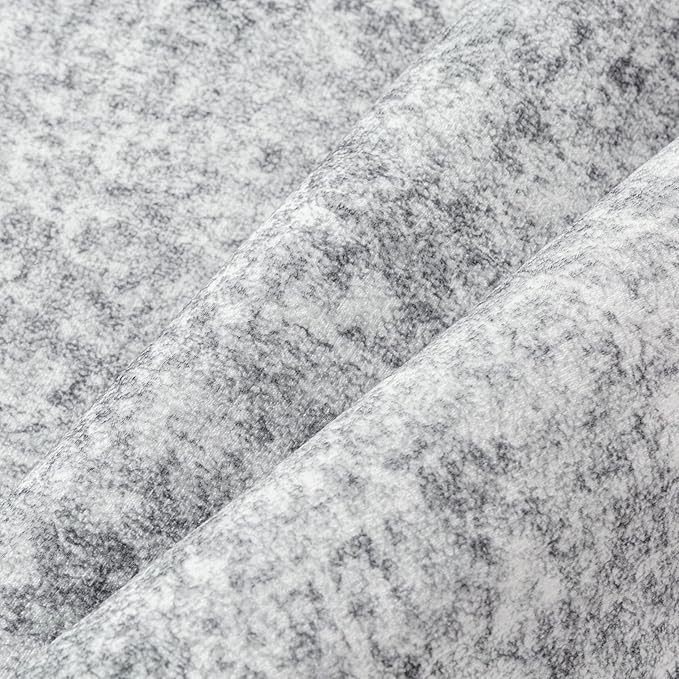 PureCozy 2x8 Runner Rug Washable Vintage Indoor Hallway Carpet Non Slip Grey Bedroom Low Pile Kitchen Distressed Long Retro Accent Throw Rug for Bathroom Dining Laundry Living Room