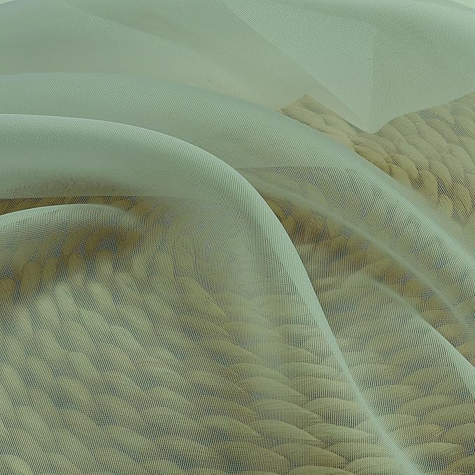 OWENIE Short Sage Green Sheer Curtains 24 Inches Long 2 Panels for Bathroom Window, Rod Pocket Light Filtering Sheer Tier Curtains for Small Kitchen Laundry Room, RV, Camper Travel Trailers, 42W x 24L