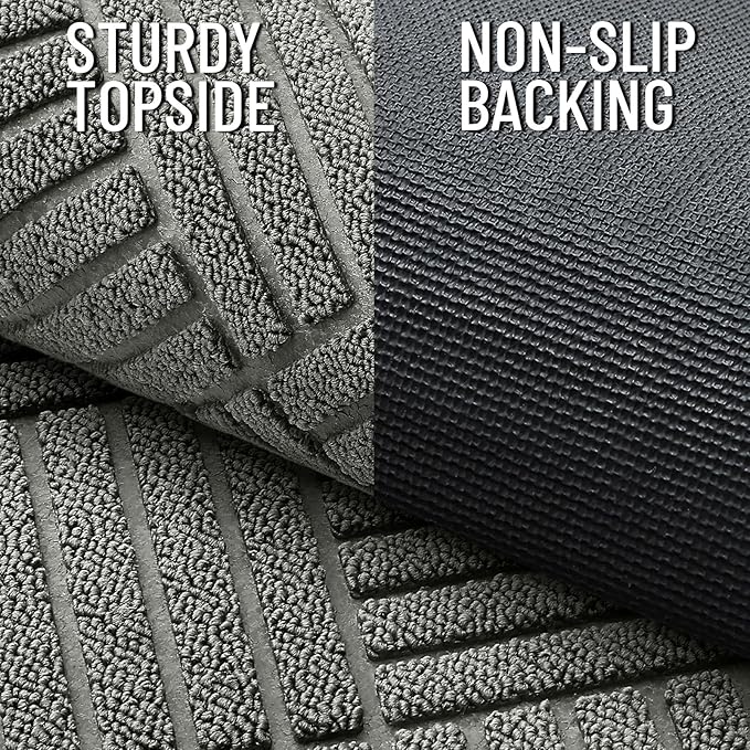 OLANLY Front Door Mat Outside Entrance 33x21, Absorbent, Heavy Duty Sturdy Natural Rubber Doormat Indoor Outdoor, Stain Fade Resistant, Non-Slip Low Profile Floor Mat for Entryway, Modern Gray Diamond