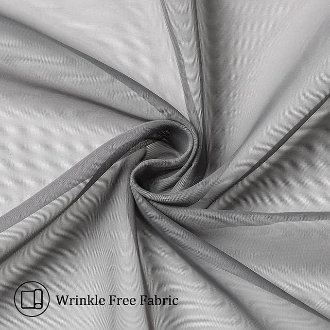 Aiyufneg Small Sheer Tier Curtains Half Kitchen Curtain Sheers, Light Filtering Farmhouse 24 Inch Window Panels Rod Pocket Grey Voile Short Curtain for Bathroom, 40W x 24L, Set of 2 Panels
