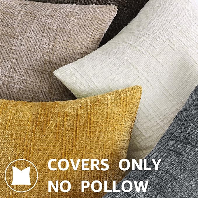 decorUhome Oatmeal Chenille Euro Sham Throw Pillow Covers 22x22 Set of 2 Textured Soft Cozy Slubby Couch Pillow Covers Modern Farmhouse Boho Decorative Pillow Cases for Bed Sofa Living Room