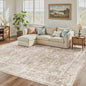 Madane 5x7 Area Rugs for Living Room, Washable Vintage Natural Rug with Non-Slip Backing, Soft Floral Print Throw Rugs Floor Low Pile Carpet for Bedroom Dining Room Farmhouse (5 x 7, Brown/Sand)