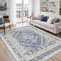 zesthome 5x7 Area Rugs - Ultra-Thin Washble Rug, Stain Resistant Anti Slip Backing Rugs for Living Room,Bedroom, Vintage Home Decor Area Rug (Blue/Beige,5'x7')