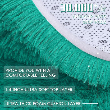 OLANLY 5x8 Machine Washable Large Area Rugs for Living Room, Bedroom, Soft Fluffy Shaggy Bedside Rug, Indoor Floor Carpet for Kids Girls and Boys, Dorms, Nursery, Home Decor Aesthetic, Teal Green