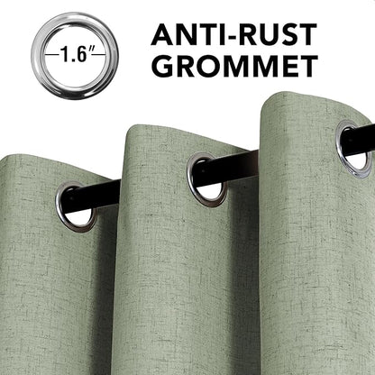 H.VERSAILTEX Linen Curtains 100% Blackout Curtains for Bedroom 45 inch Long Full Light Blocking Nature Linen Blended Window Curtains for Living Room Nickel Grommet (2 Panels, Heathered Tea)