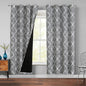 Beauoop 100% Blackout Curtains 72 Inches Long 2 Panels for Bedroom Living Room Grey Moroccan Geo Room Darkening Thermal Insulated Soundproof Grommet Top Window Treatments Drapes, 50x72 Set of 2