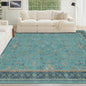Boho Teal 6x8 Rug for Living Room, Washable Area Rugs for Bedroom, Dining Room Under Table, Vintage Turquoise Décor Indoor, Low Pile & Soft Carpet