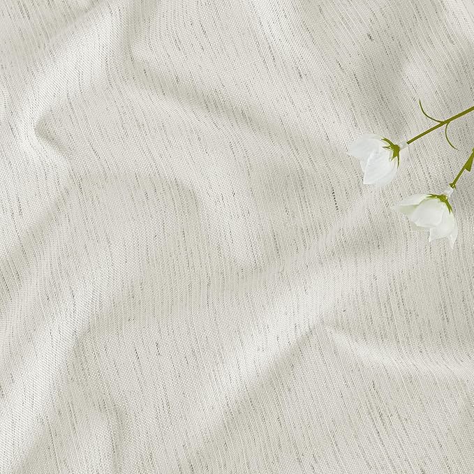 RYB HOME Ivory White 100% Blackout Curtains for Bedroom, Linen Drapes Back Tab&Rod Pocket, Thermal Insulated Privacy Assurd Curtains for Sliding Glass Doors/Dining/Living Room, W52 x L108, 2 Panels