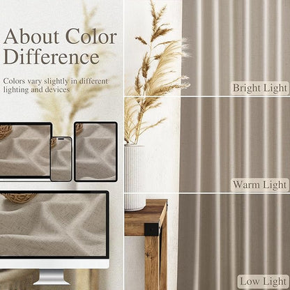 Nanspring Cobblestone Linen Curtains 84 Inches Long for Living Room Light Filtering Semi Sheer Curtain Back Tab and Rod Pocket Modern Farmhouse Decor Elegant Drapes for Bedroom 52x84, 2 Panels