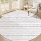 Nakagishi Round Rug Boho Area Rugs: 4x4 Washable Large Circle Neutral Soft Stain Resistant Non-Slip Carpet for Women Aged 25-45 Farmhouse Decor Enthusiasts - Living Room Bedroom Dining Room Nursery