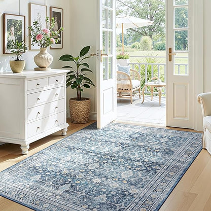 Lofus 3x5 Area Rug for Entryway,Blue Non Slip Area Rugs for Kitchen, Washablee Soft Rugs for Bedroom, Living Room, Tool Room Nursery Kids Room Decor