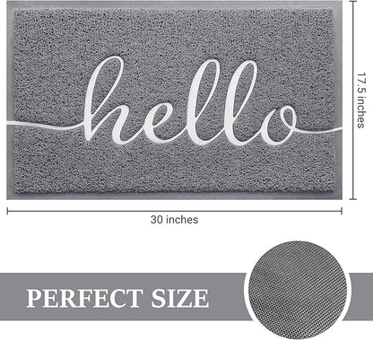 BeneathYourFeet Door Mat (30"x17.5",Grey), Welcome Mat Low Profile Front Doormat Non Slip Rugs for Entryway, Patio, High Traffic Areas
