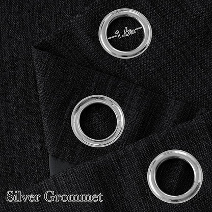 NICETOWN Faux Linen Black Blackout Curtains 84 inches Long for Living Room - Privacy Panels for Bedroom, Modern Farmhouse Style Easy Care Grommet Top, 2 Panels, W52 by L84