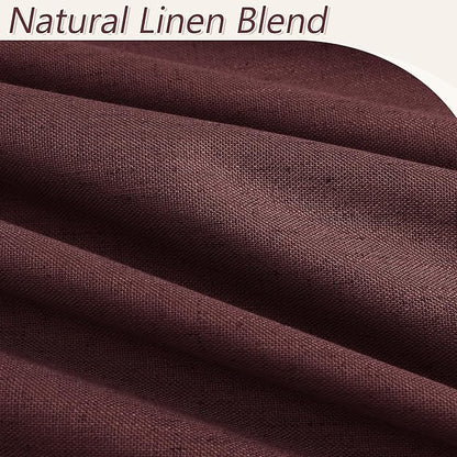 Guken 100% Blackout Curtains 84 Inch Length 2 Panels Set for Living Room Bedroom Back Tab Thermal Insulated Black Out Linen Drapes Room Darkening Reddish Brown,52x84