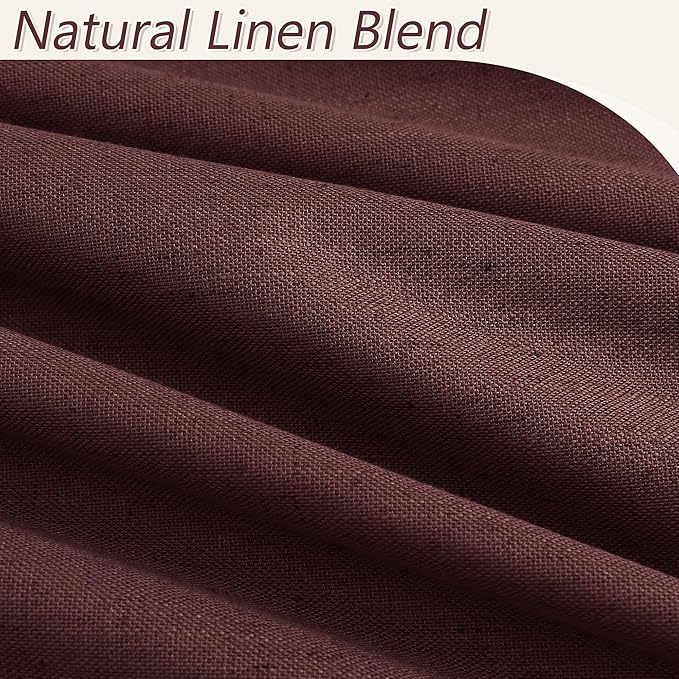 Guken 100% Blackout Curtains 102 Inch Length 2 Panels Set for Living Room Bedroom Back Tab Thermal Insulated Black Out Linen Drapes Room Darkening Reddish Brown,52x102