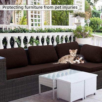 Outdoor Cushion Covers Set,12PCS Patio Furniture Couch Seat Slipcovers, Replacement for Sofa Sectional Chair(Cover，Only)