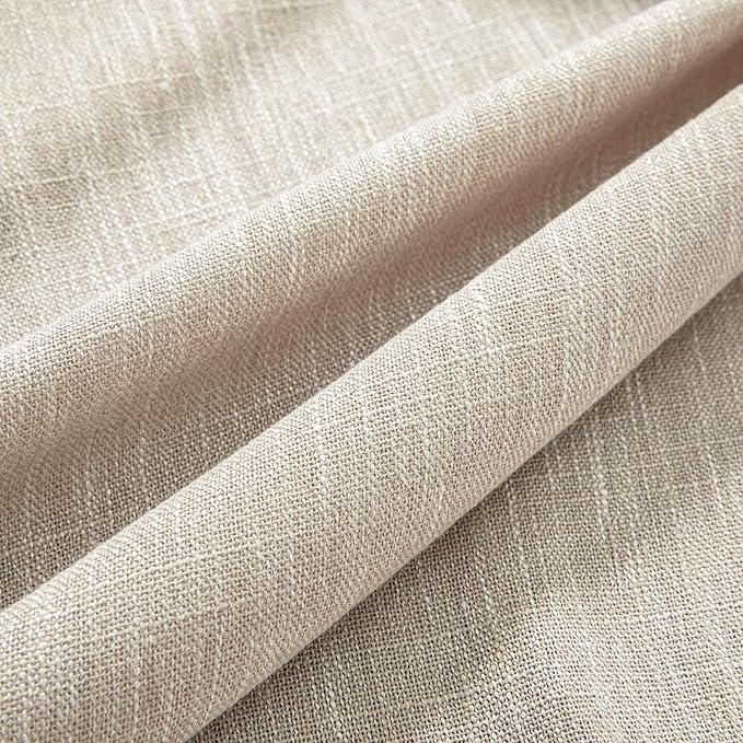 MYSKY HOME Oatmeal French Door Curtains for Door Window 72 Inch Length 2 Panels Semi Sheer Light Filtering Curtain for Bedroom Window Glass Rod Pocket for Kitchen Dining Room, Taupe, 26" Wide