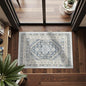 Entryway Rug - 2x3 Washable Rug Runner for Bathroom, Laundry Room, Kitchen, Soft Vintage Hallway Runner for Bedroom, Non-Slip Door Mat Indoor Entrance(Blue/Beige,2'x3')