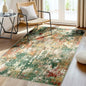 Washable Area Rugs 3'x5' Non-Slip Modern Abstract Soft for Living Room Entryway Bedroom Nursery, Print Pattern, Green Orange Rust Red Cream Colorful