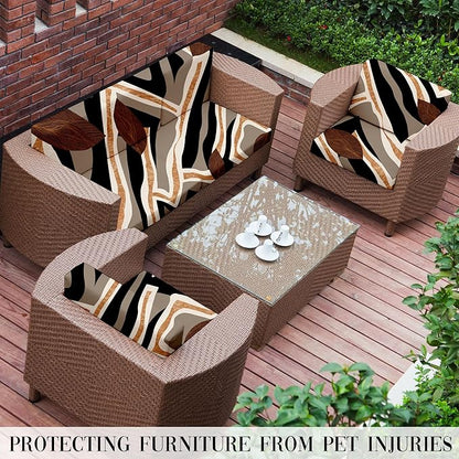 8Pcs Outdoor Cushion Covers, Patio Cushion Covers,Stretch Elastic Slipcovers, Replacement Washable & Reusable Furniture Protector for Patio Couch (Orange Realm-Pattern,Cover Only)