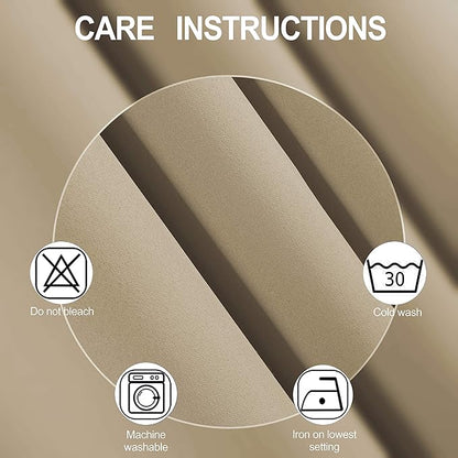 LEMOMO Beige Thermal Blackout Curtains/52 x 54 Inch/Set of 2 Panels Room Darkening Curtains for Bedroom