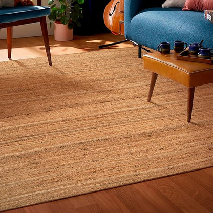 Hausattire Hand Woven Jute Braided Area Rug, 8’x10’ – Natural, Reversible Boho Rugs for Kitchen, Living Room, Bedroom I Farmhouse Decorative Floor Rug, 96x120 Inches