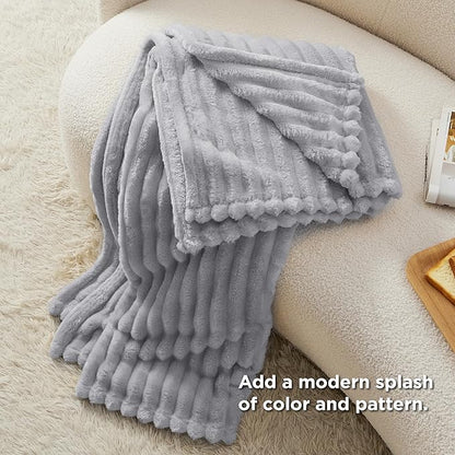 Bedsure Light Grey Fleece Blanket for Couch - Super Soft Cozy Blankets for Women, Cute Small Throws for Girls, 50x70 Inches