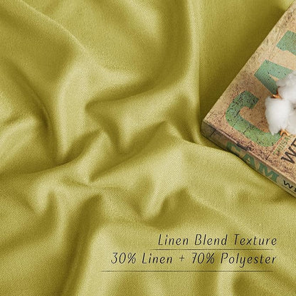 NICETOWN Bright Yellow Linen Curtains for Kitchen, Thick Flax Small Window Treatments Semi Sheer Privacy Assured with Light Through for Cafe/Bathroom, W55 x L84, 2 Panels