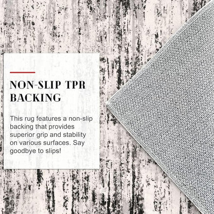 Lansny Modern Abstract Runner Rug 2x6, White Black Grey Taupe Washable Kitchen Runner Non-Slip Soft Hallway Rug Runner Thin Print Faux Wool Carpet for Entryway Bedroom Laundry Room Indoor Home Decor