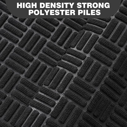 Mibao Front Door Mat, Heavy Duty Durable Welcome Mat for Outdoor Indoor, Dirt Trapper Waterproof Super Absorbent Door Mat for Entryway Outside Patio Porch, 35.5" x 24", Black