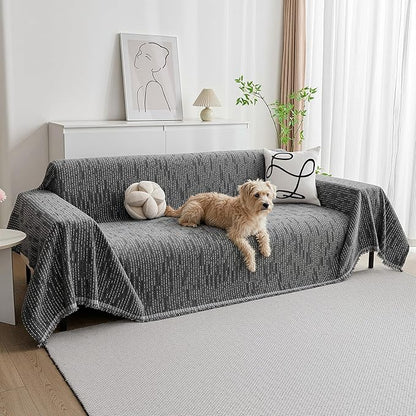 MYSKY HOME Couch Covers for Sofa, Dog Couch Cover Protector, Dark Grey Lines Sofa Covers for Sectional L Shape, Pets Couch Throw Cover Washable Durable Large Couch Cover for Dogs, Cats, 71"X134"