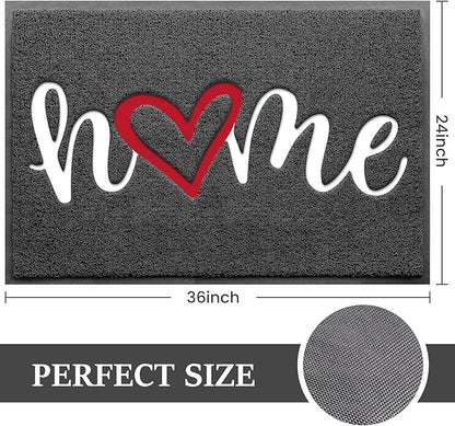 BeneathYourFeet Door Mat, Welcome Mat Low Profile Floor Mat Front Doormat Indoor and Outdoor Doormat Non Slip Rugs for Entryway, Patio, High Traffic Areas (36"x24", Grey-Home)