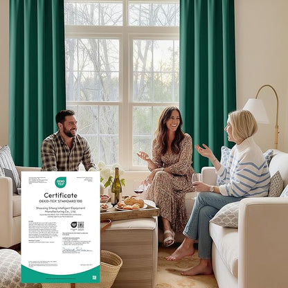 RYB HOME Bedroom Blackout Curtains 54 inches Long, 100% Blackout Thermal Insulated Noise Reducing Curtains for Living Room Nursury, 42 inches Wide by 54 inches Long, Dark Green