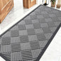 OLANLY Front Door Mat Outside Entrance 59x23, Absorbent, Heavy Duty Sturdy Natural Rubber Doormat Indoor Outdoor, Stain and Fade Resistant, Non-Slip Low Profile Floor Mat for Entryway, Grey Diamond