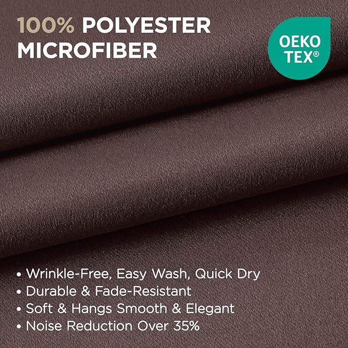 Joydeco Blackout Curtains 72 inches Long 2 Panels Set, Thermal Insulated Long Curtains & Drapes 2 Burg, Room Darkening Grommet Drapes for Bedroom Living Room Windows (W42 x L72 Inch, Chocolate)