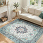 RELEANY Area Rugs 4'x6' Washable Non-Slip, Floral Vintage Distress Print Pattern Medallion Carpet for Living Room Bedroom Dining Room, Green Navy Blue White Red Teal Colorful